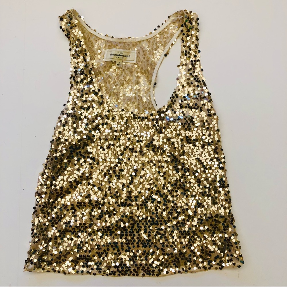 Gold Sequined Racerback Tank Top Size S